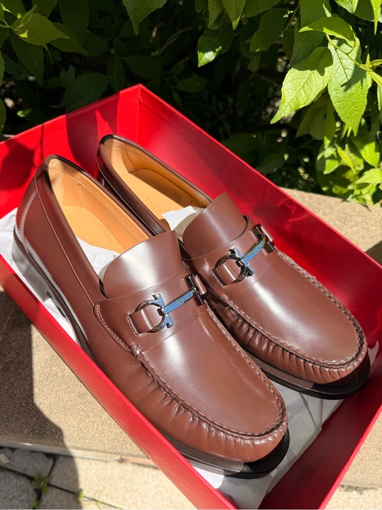 Salvatore Ferragamo‎ Fort Brown Leather Gancini Bit Loafers 11 E (Narrow) Italy main image 4